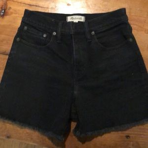 High waisted Madewell black jean shorts